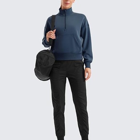 CRZ YOGA Women Half Zip Sweatshirt Long Sleeve Pullover w/ Pocket Size M - Picture 3 of 6